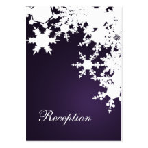Purple snowflakes winter wedding business card template