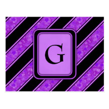 Purple Sponge Paint Stripes Post Cards