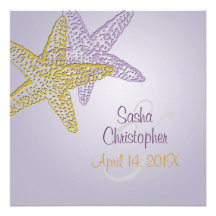 Purple starfish invitations/DIY any occasion