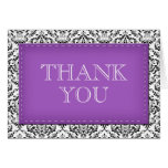 Purple Stitched Damask Thank You Note Cards