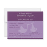 Purple Stork Baby Shower Invitation Cards