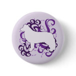 Purple Swirl Border Collie Pinback Button