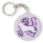 Purple Swirl Cardigan Welsh Corgi Key Chains