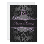Purple Swirl Damask Sweet16 Birthday Invite invitations