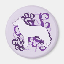 Purple Swirl Siberian Husky Fridge Magnet