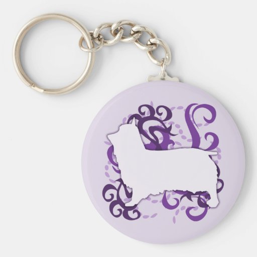 Purple Swirl Silky Terrier Keychain