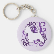 Purple Swirl Westie Keychain