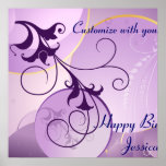 Purple Swirls Birthday Banner