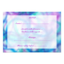 Purple, Teal and Blue RSVP. Personalized Invite