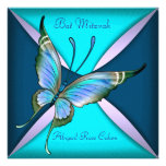 Purple Teal Blue Butterfly Bat Mitzvah Custom Invite