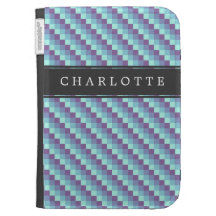 Purple Teal Pixel Pattern Kindle Cases