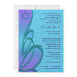 Purple Teal Star of David Bat Mitzvah invitations