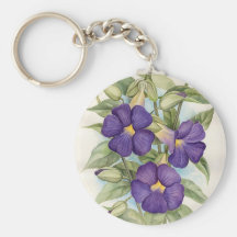 Purple Tropical Flower Painting - Multi Keychain