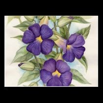 Purple Tropical Flower Painting - Multi postcards