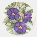 Purple Tropical Flower Painting - Multi Round Stickers