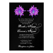 PURPLE Tropical Flowers Wedding Invitation