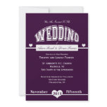 Purple Varsity Wedding Invitation