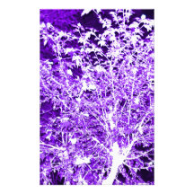 Purple Violet Abstract Tree Branches Personalized Stationery