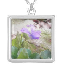 Purple Violet In The Rock Garden Necklaces