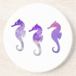 Purple Watercolor Seahorses Beverage Coasters