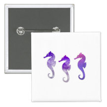 Purple Watercolor Seahorses Pinback Button