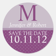 Purple Wedding Invitation Envelope Seal Monogram Sticker