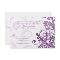 Purple White Abstract Floral Small Reply Card