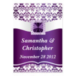 Purple & white damask business card template