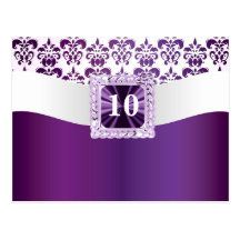 Purple & white damask post cards