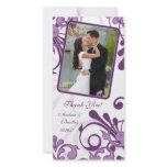 Purple & White Floral Wedding Thank You Photo Card photo cards