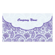 Purple & White Ornate Paisley Pattern Business Card Templates
