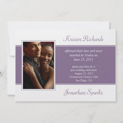 Wedding Celebration on Purple White Post Wedding Celebration Personalized Invitation   Zazzle