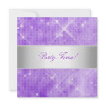 Purple White Silver Lights Party invitations