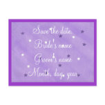 Purple & White Stars Save the date Postcards