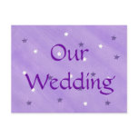 Purple & white stars, wedding invitation postcards