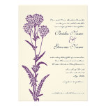 Purple Wild Flower Branch Wedding Invitation