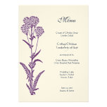 Purple Wild Flower Branch Wedding Menu Invites