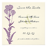 Purple Wild Flower Branch Wedding Save the Date Personalised Invitation