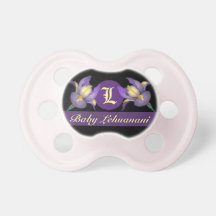 Purple Wild Orchid Flower Monogram Pacifier