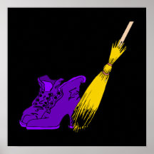 Purple witches shoes & broom poster