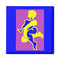 purple yellow blue nude figure magnet