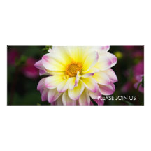 Purple, Yellow & White Dahlia Custom Invites