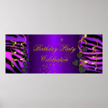 Purple Zebra Banner Birthday Party Celebration Print