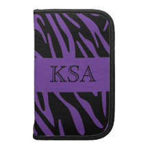 Purple Zebra Stripes Monogram Folio Planner