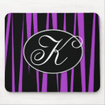 Purple Zebra Stripes Monogrammed Mousepads