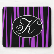 Purple Zebra Stripes Monogrammed Mousepads