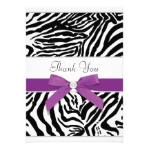 Purple Zebra Thank You Card Announcement