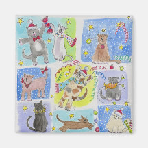 Purrfect cats christmas fridge magnet