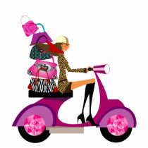 Purse Lover Scooter Woman Pin Brooch