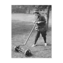 Push Reel Mower, 1910s Postcard